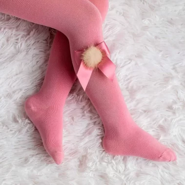 Collant Laço Cetim e Pompom Meia Pata